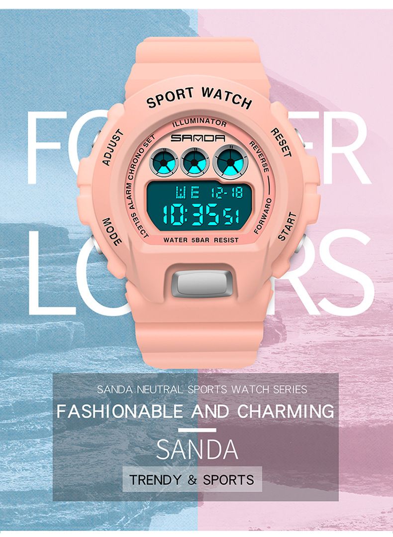 Unisex Digital Watch With LED Backlight, Waterproof & Lightweight Resin Strap For Students & Teens Fashion Trend Electronic Watch Student_voghion.com