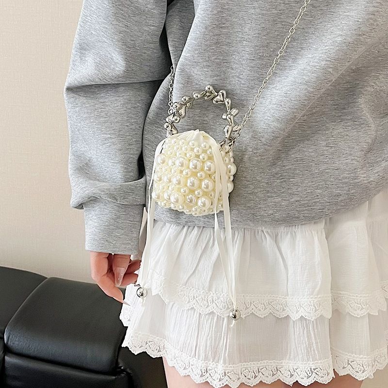 Nuova moda estiva 2025, borsa a mano versatile con catena di perle per donne e ragazze_voghion.com