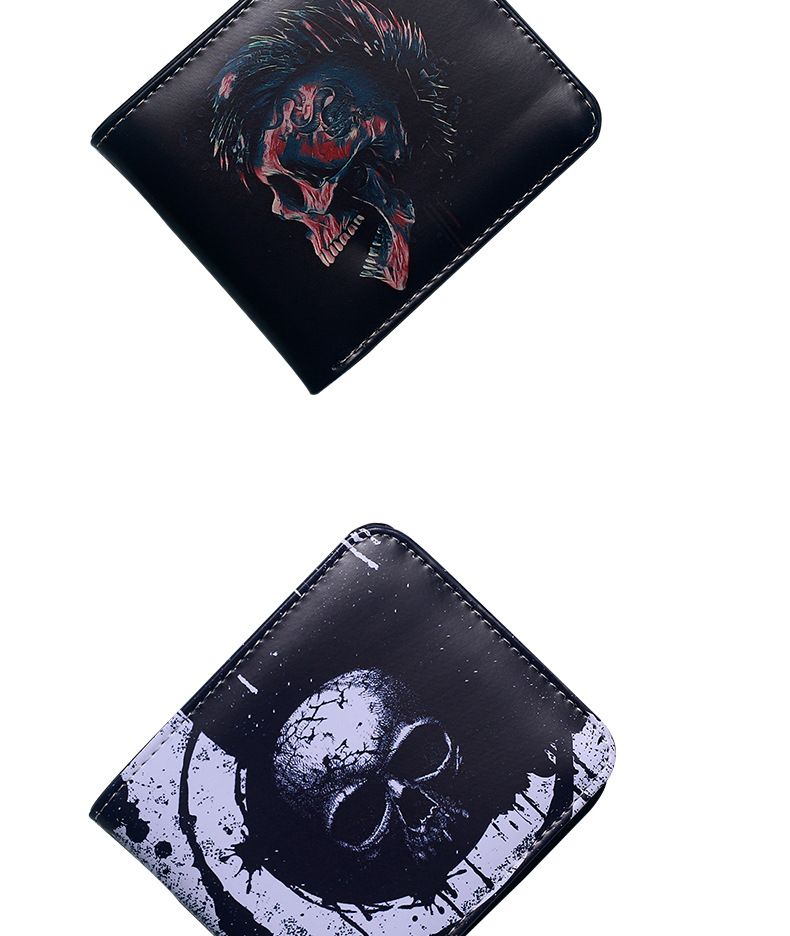 Men's Wallet Wallet Retro Demon Skull Short Small Wallet Portable Fashion Clutch Coin Purse._voghion.com