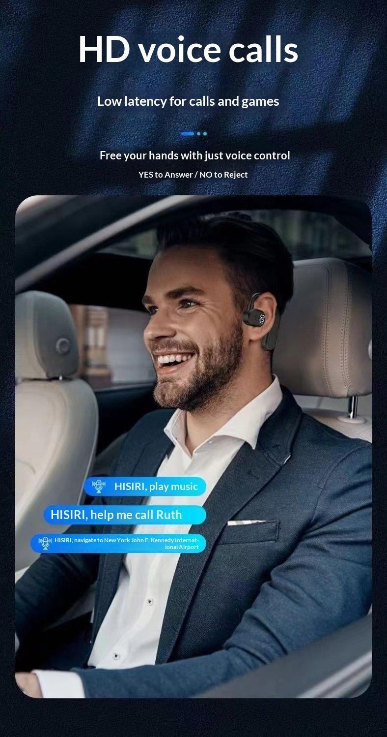 Auricolari wireless in-ear a conduzione ossea indossabili, destro e sinistro, chiamate ultra nitide, batteria a lunga durata, Bluetooth 5.4_voghion.com