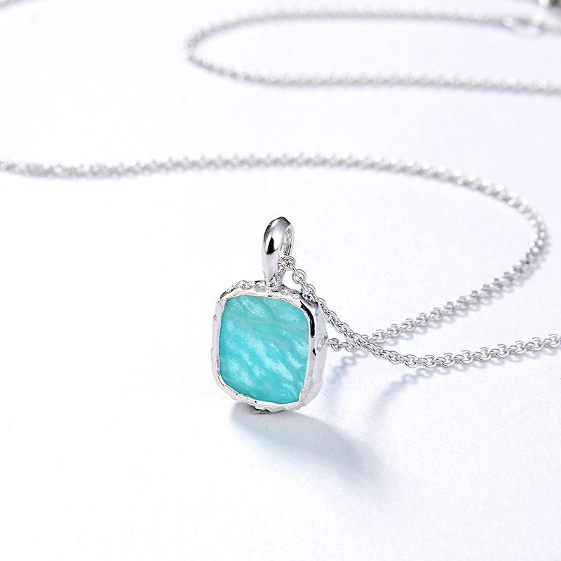 Collana con ciondolo semplice in amazzonite naturale, pietra di luna e rodonite, placcata in oro argento S925_voghion.com