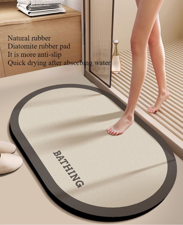 Tapis de sol haut de gamme en boue de diatomée, antidérapants et anti-salissures pour salle de bain, absorbants et à séchage rapide pour porte d'entrée, tapis de salle de bain_voghion.com