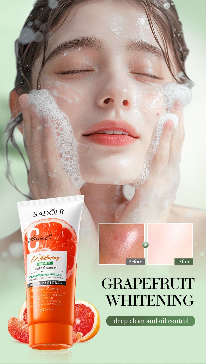 SADOER VC Brightening Cleansing Milk Series | 4-layer Fruit Extract Energy · Deep Cleansing · Universal (kiwi Fruit/citrus/grapefruit/lemon Optional)_voghion.com