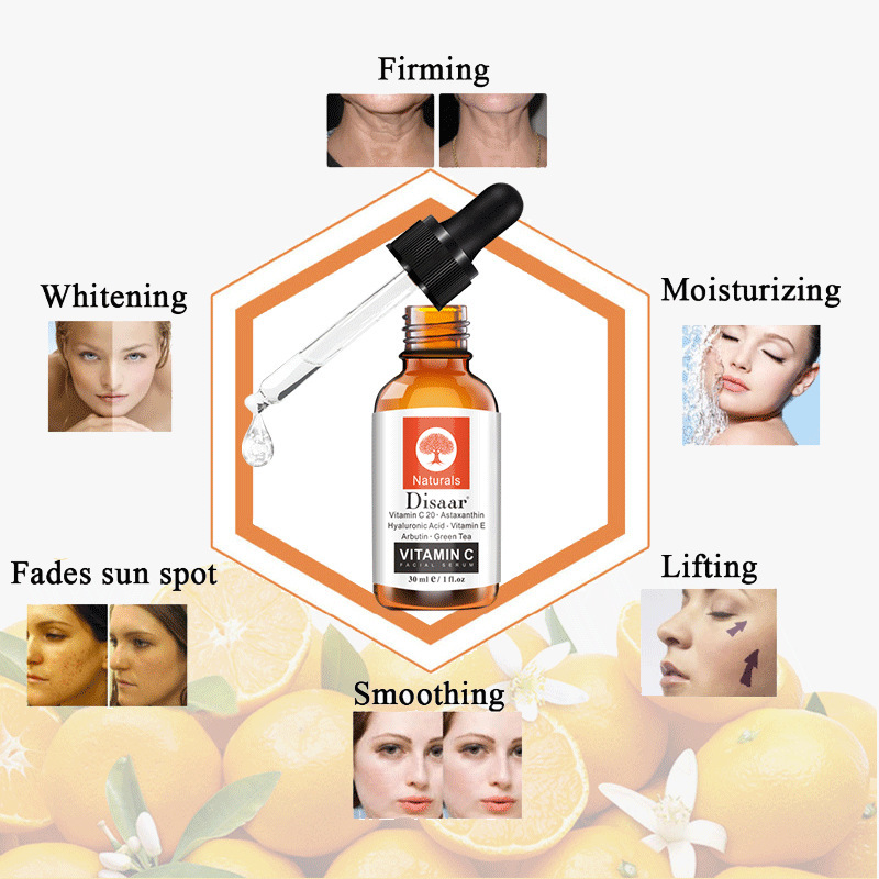 Disaar 30ml C Vitamini Yüz Serumu Yaşlanma Karşıtı Nemlendirici Gelişmiş Formül Hyaluronik Asit Orbital Bölgedeki Çizgileri Azaltır_voghion.com