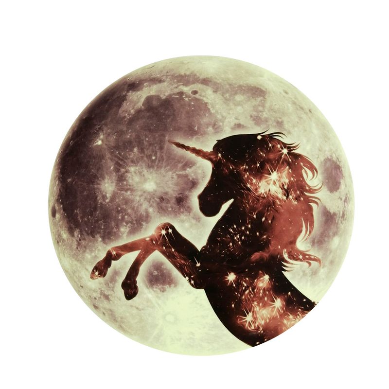 20cm Mond Einhorn leuchtender Wandaufkleber_voghion.com