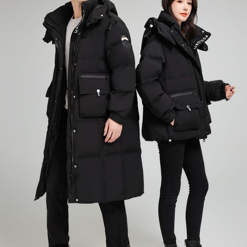 Lange Pufferjacke für Paare – Übergroßer Wintermantel im Workwear-Stil mit 55 % weißen Entendaunen, viel Wärme für Stadt und Outdoor_voghion.com