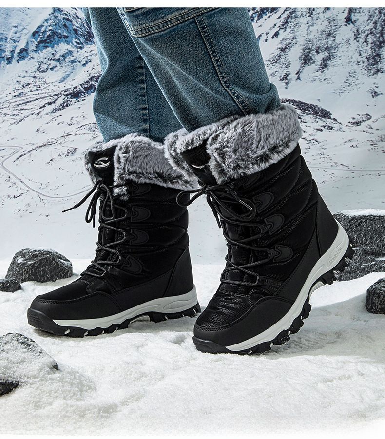 HOBIBEAR stivali da neve invernali per adulti da uomo e da donna in morbido cotone stivali da sci allacciati alla moda consegna in un unico pezzo_voghion.com