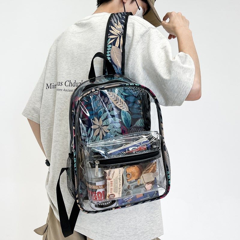 Borsa di gelatina trasparente, zaino in PVC per studentesse delle scuole superiori, zaino versatile in stile coreano di grande capacità_voghion.com