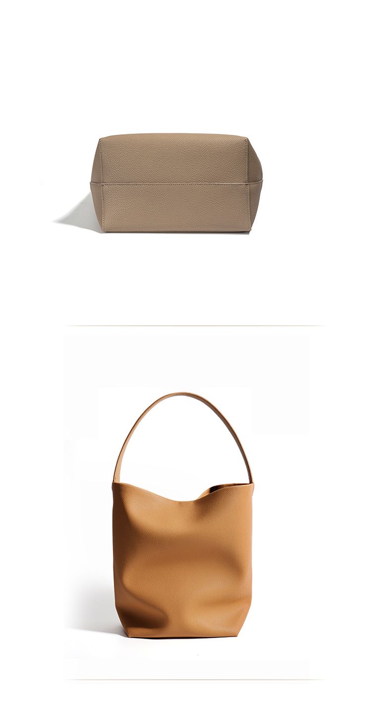 Borsa a secchiello in pelle di mucca da donna, grande capacità, stile pigro, a tracolla, sotto le ascelle, grande borsa 2024, nuova borsa casual tote_voghion.com