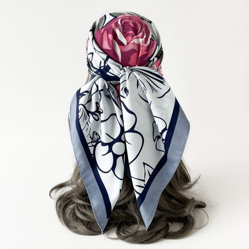2024 Neuer, 90 cm langer Seidenschal mit Rosen-Design, edler und eleganter weicher, quadratischer Schal als Geschenk für die Schwiegermutter_voghion.com