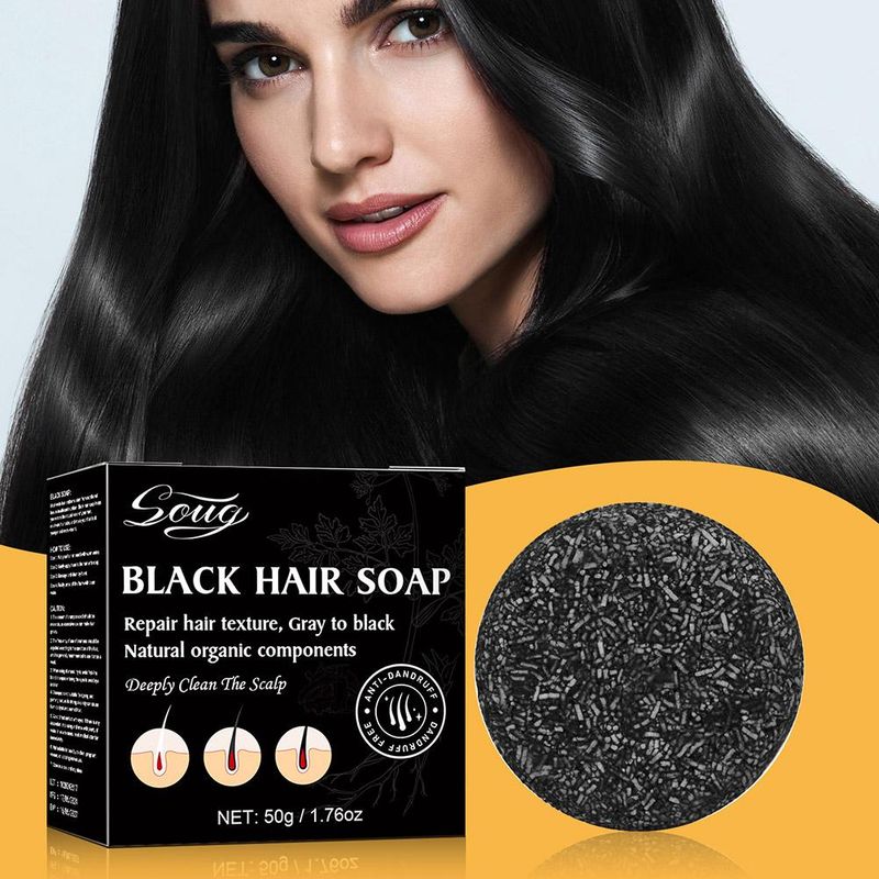 Nouveau shampooing assombrissant pour cheveux Polygonum haut de gamme 50 g en barre de savon couleur naturelle pour cheveux blancs et gris au cuir chevelu noir traitement soins capillaires_voghion.com