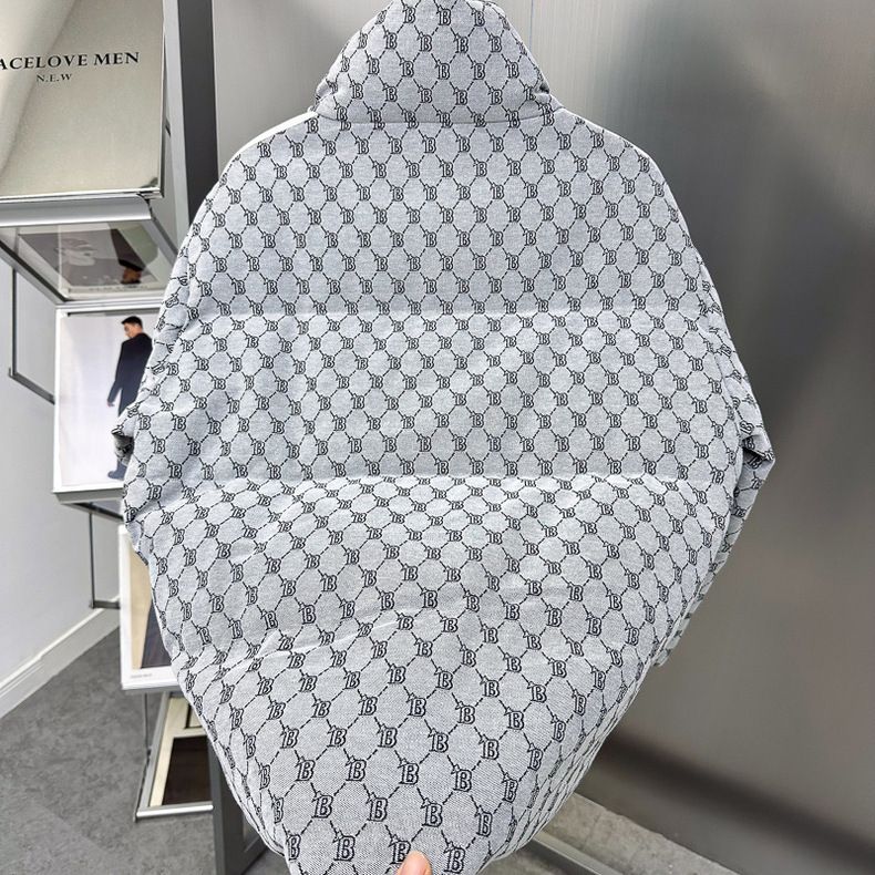 Men's Clothing Men's winter new down letter jacquard stand collar down jacket bread down jacket men_voghion.com