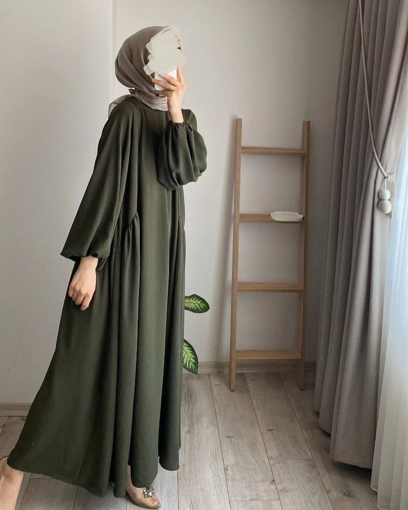 Ženska oblačila 2024, pomlad in jesen, nova muslimanska ženska oblačila čistih barv, eleganten modni ohlapen pulover, obleka z dolgimi rokavi in dolgimi krili_voghion.com