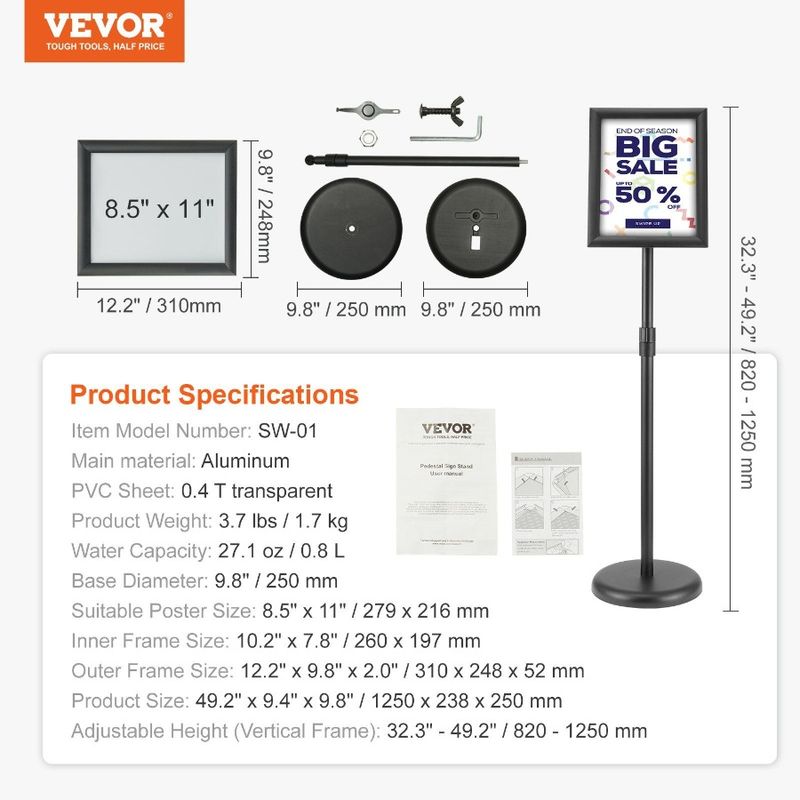 Pedestal And Holder Adjustable Poster HeavyDuty R Floor With Inch Holder Sign 11 8.5 Vertical X Horizontal Sign Standing Stand_voghion.com