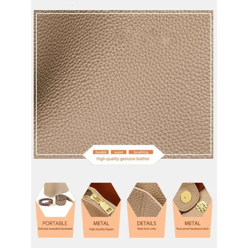Borsa a secchiello di alta qualità originale Zency da donna, versatile, in pelle, con tracolla, stile High Sense_voghion.com
