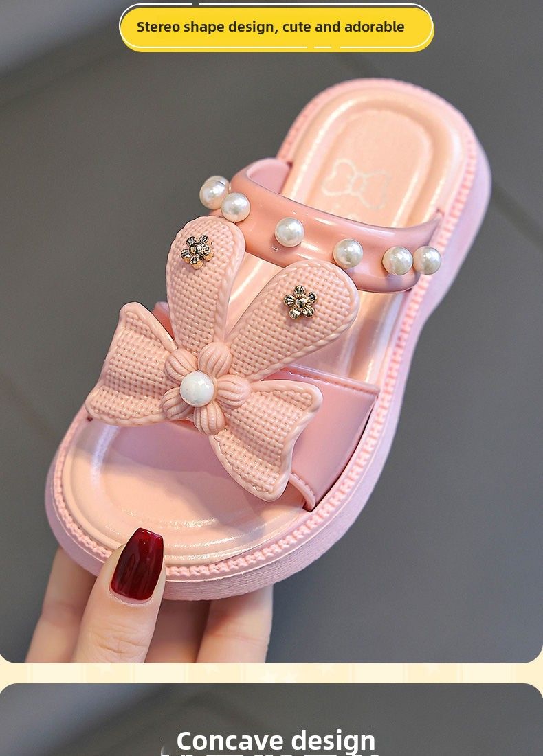 Mädchen mädchen hausschuhe mode niedlichen bogen prinzessin sommer sandalen kinder indoor und outdoor hausschuhe_voghion.com