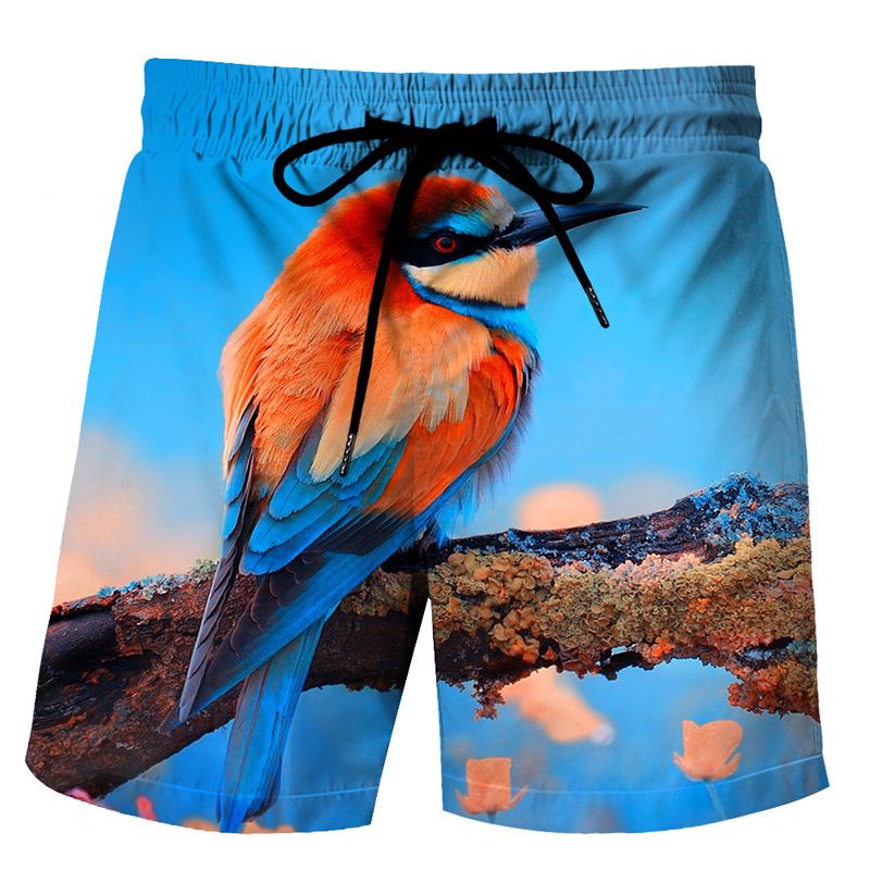 Men's Beach Shorts Animal Yellow Duck Print Side Pockets Casual Shorts_voghion.com