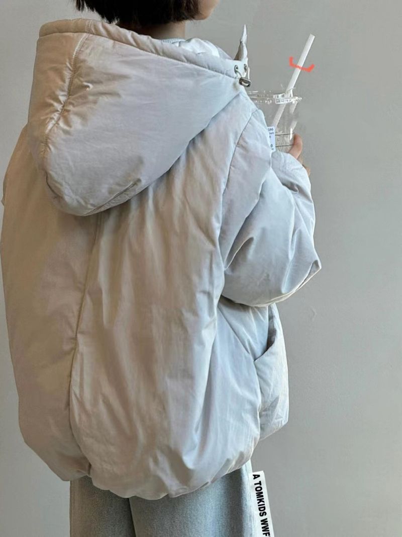 2025 Winter Neue Gepolsterte Pullover Unten Baumwolle Jacke Mit Kapuze Beiläufige Lose Dünne Dicke Warme Langarm Jacke_voghion.com