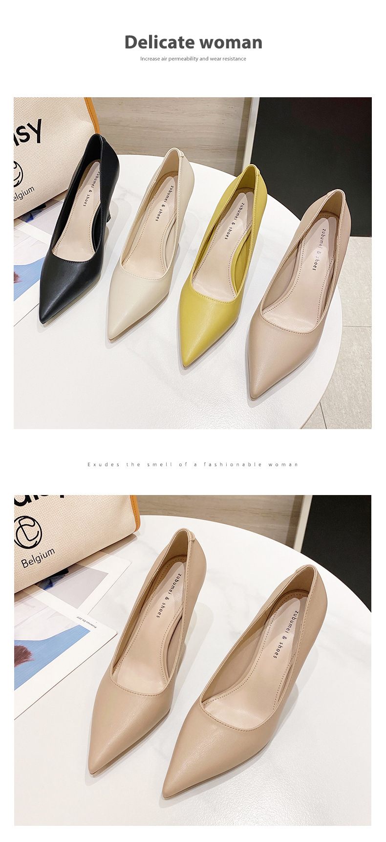 2024 neue Spitz Dünne Fersen High Heels Fee Stil Einfarbig High Heels Französisch Super High Heels Mädchen_voghion.com