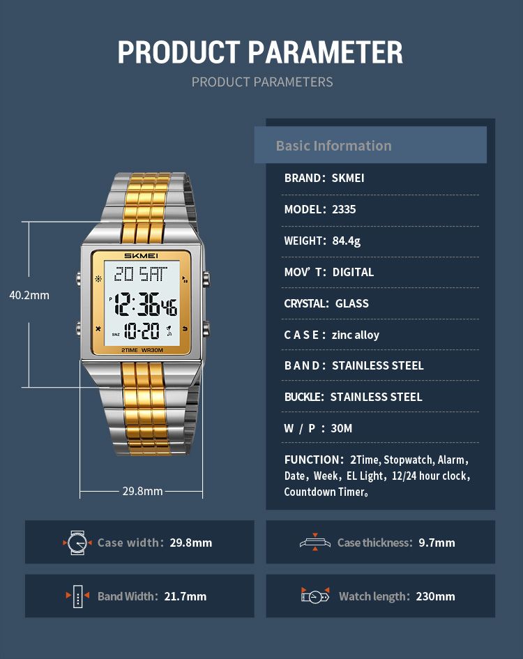 Digitale Uhr Mode Elektronische Uhren Für Herren Frauen Wasserdicht Edelstahl Streifen Stoppuhr Armbanduhr Reloj Hombre_voghion.com