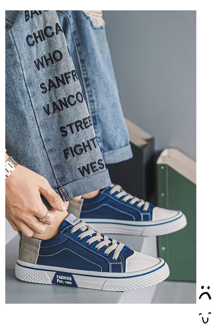 Men's Classic Canvas Sneakers For Summer - Breathable, Slip-Resistant, Durable & Versatile Casual Shoes With Round Toe And Low-Top Design_voghion.com