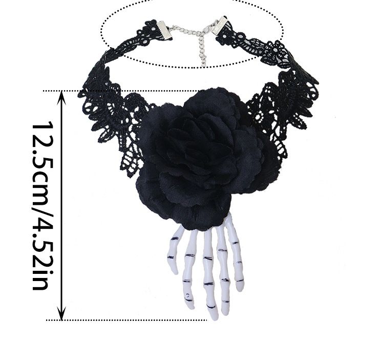 Scaldacollo in stile gotico per Halloween, con teschio, mano, rosa nera, stile horror, per cosplay, feste in maschera_voghion.com