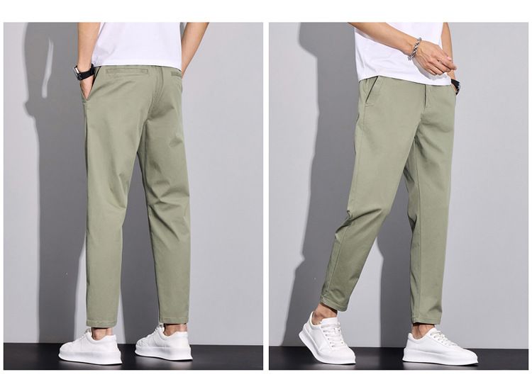 Men's Clothing Summer Nine Points Casual Pants Men's Fashion New Elastic Straight Boys' Trousers Slim Fit Pants Men_voghion.com
