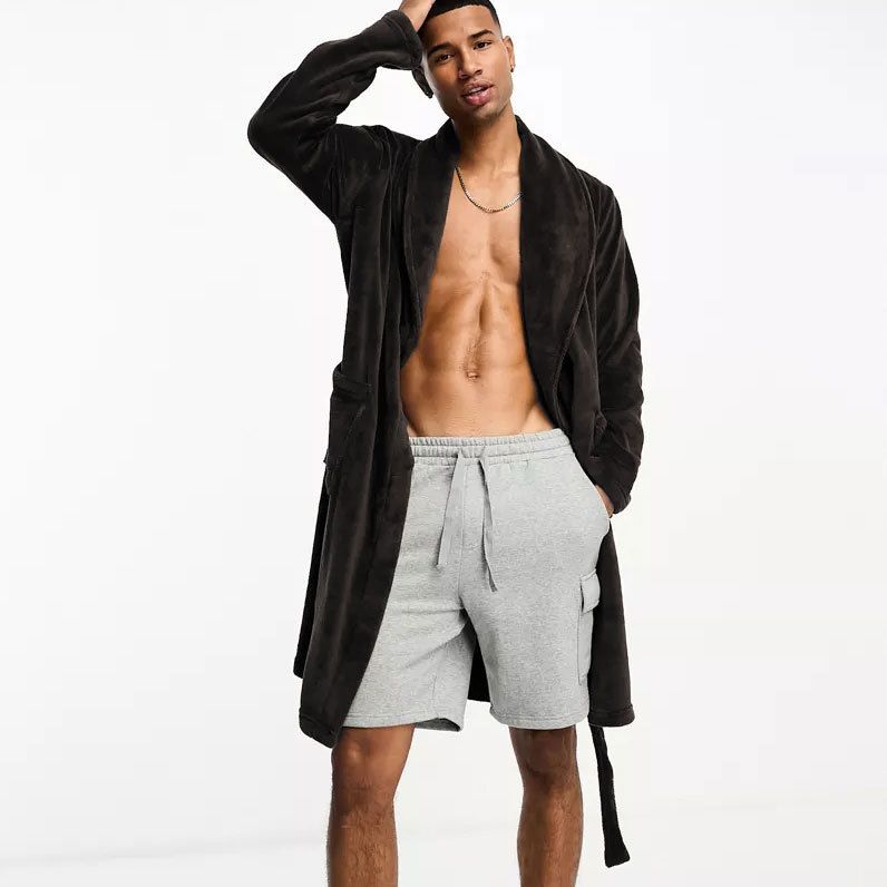 Γυναικεία Πυτζάμες Μεγάλα Μεγέθη Ρούχα Σπιτιού Ρόμπα από Χοντρό Φανέλα με Δέσιμο Πιτζάμες με Μακρυμάνικο Κοραλί Φλις Μπουρνούζι Πρωινή Ρόμπα_voghion.com