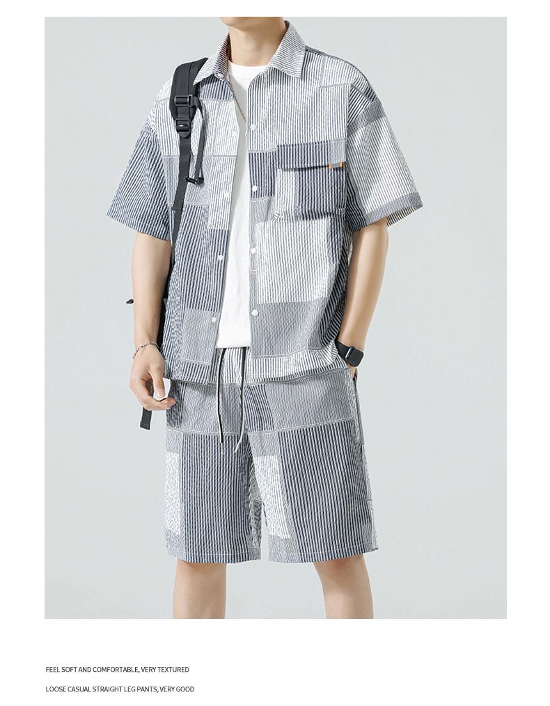 Herrenbekleidung Herren Sommer Dünne Modemarke Lose Lässige Eisseide Sportanzug Strandshorts Zweiteiliger Anzug Herren_voghion.com