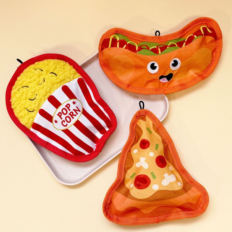 Giocattolo da masticare per animali domestici a forma di hamburger masticabile resistente per la pulizia dei denti e l'intrattenimento, con suono di peluche._voghion.com