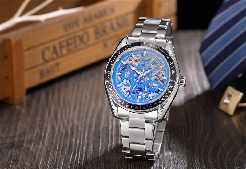 Hot selling winner8152 men's leisure mechanical watch automatic hollow mechanical watch men's steel band watch_voghion.com