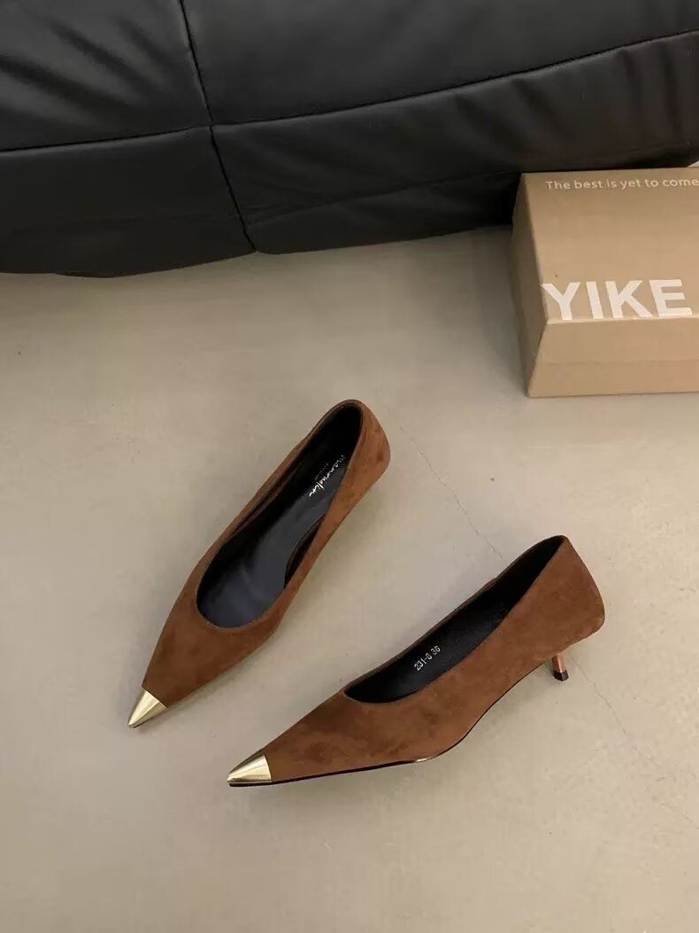 Scarpe da donna con tacco a spillo, tacco a spillo, tacco alto, stile gattino, stile francese, scarpe con gonna profumata_voghion.com