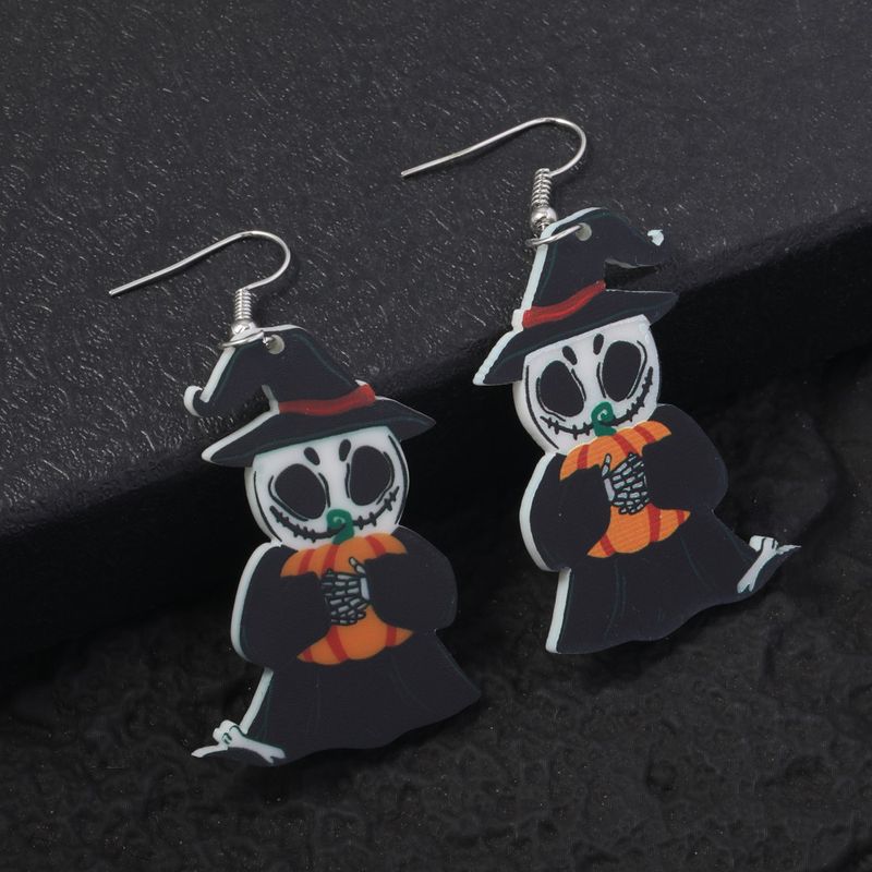 Nuovi orecchini a bottone semi-gestiti ed ecologici in acrilico a forma di cuore, pipistrello fantasma di Halloween_voghion.com