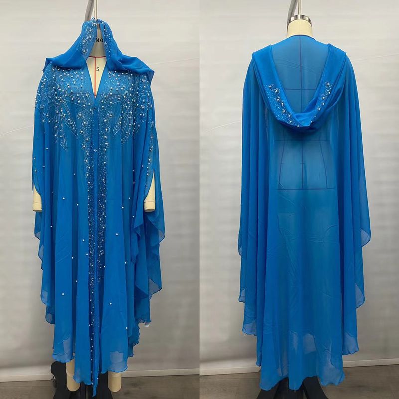 Robe cravejado de strass, xale muçulmano, vestido com capa e capuz, manga morcego, mais vendido_voghion.com