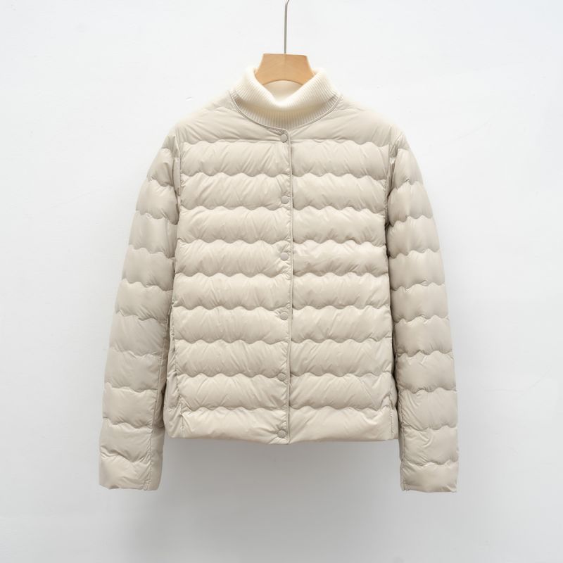 Pinghu Chixin Liner New National Standard 90 Versatile Round Neck Simple Wave Pattern Autumn Winter Coat Down Jacket For_voghion.com