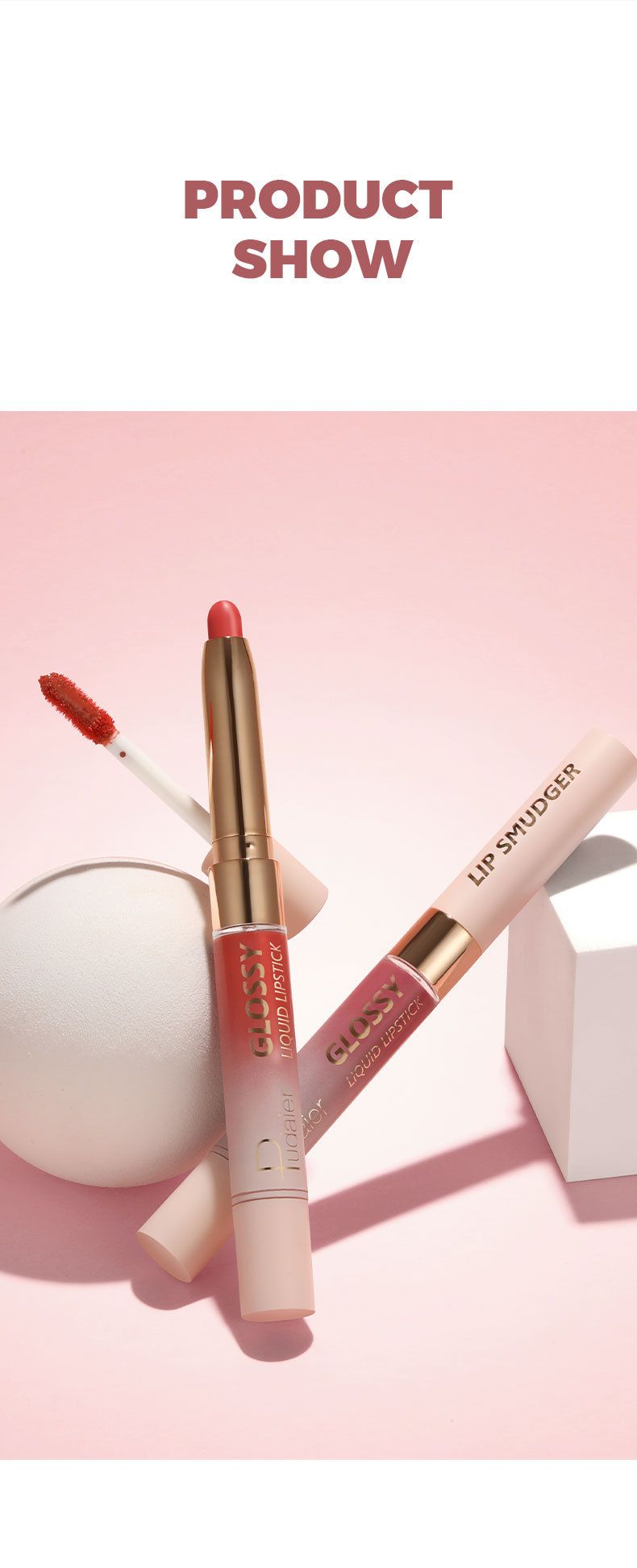 Pudaier Cross-border 10 Farbe Doppelkopf Lippenstift Lipgloss Matte Lip Glaze Farbe Flüssiger Lippenstift Samt Lipgloss_voghion.com