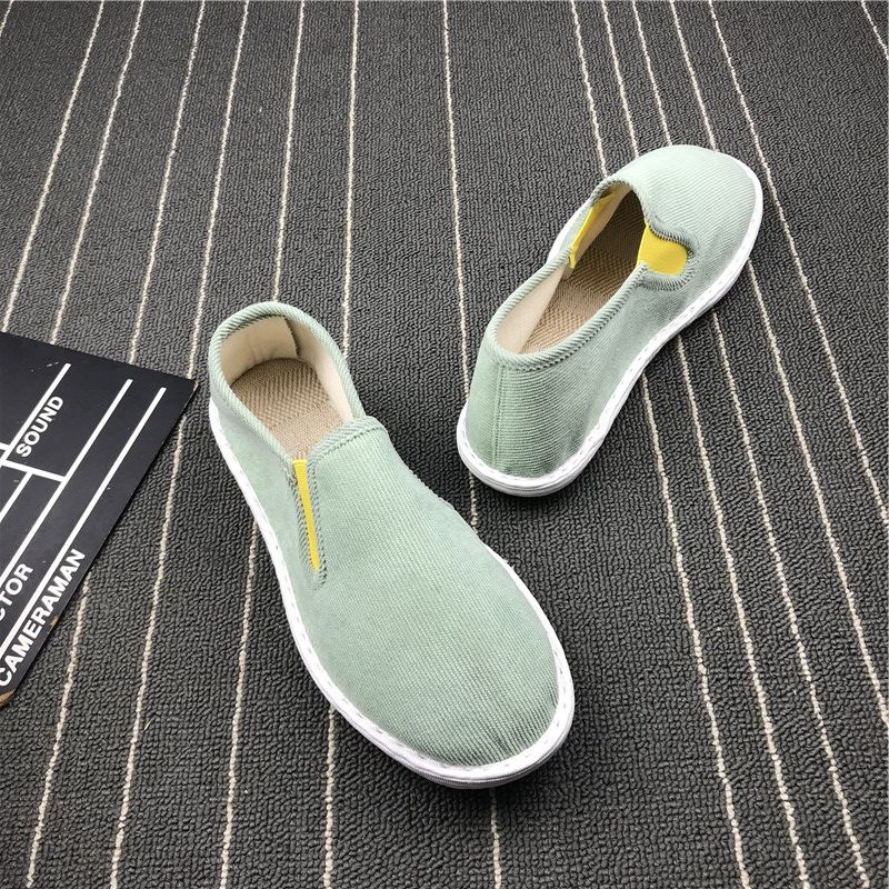 Ademende gele stoffen schoenen, casual instappers voor koppels_voghion.com
