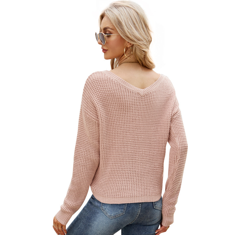 Maglia casual da donna, maglione corto girocollo lavorato a maglia, maglione in mohair a righe a contrasto_voghion.com
