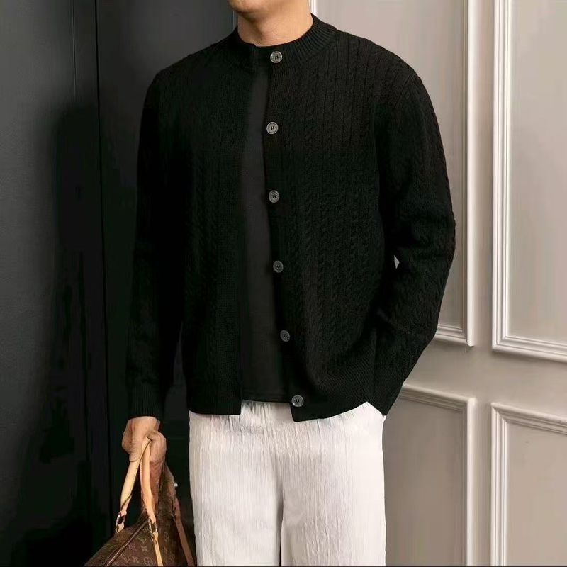 Men's Button Cardigan Jacket 2025 New Loose Casual Autumn Winter Round Neck Knitwear_voghion.com