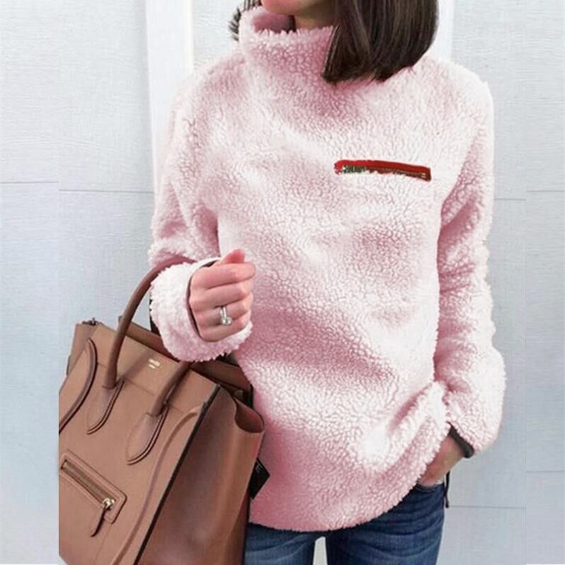 Women's Zip Neck Long Sleeve Pullover Sweater – Fall Fashion Essential In Stretch Cotton_voghion.com