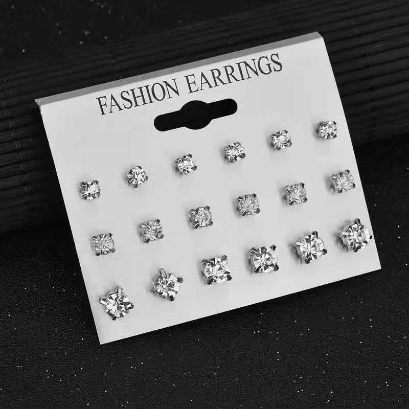 9 Paare/satz Quadratische Geometrische Ohrringe Mode Einfache Mix Stud Ohrringe Set Für Frauen Neue Strass Kristall Ohrringe Schmuck_voghion.com