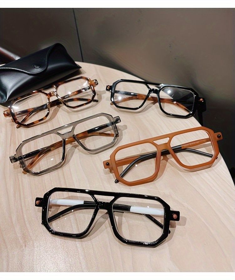 Trendy klassesch déck grouss Vintage Brëller mat duebele Brécken, Männer Fraen alldeeglech Schoulgeschäft Dekor, ideal_voghion.com