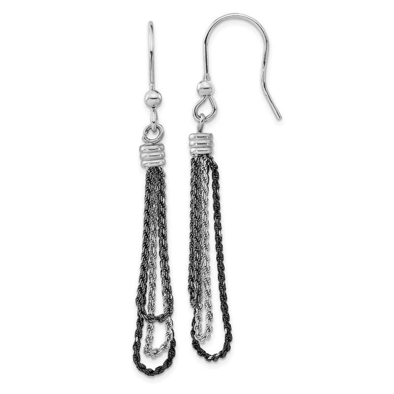 Sterling Silver & Black Rhodium-Plated Chain Dangle Earrings_voghion.com