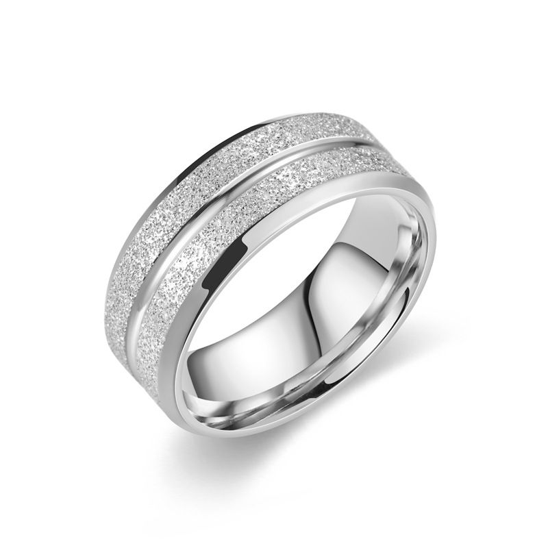 Nuovi accessori popolari: anello di coppia satinato a linea singola in acciaio inossidabile, anello in acciaio al titanio europeo e americano, gioielli fatti a mano in versione coreana_voghion.com