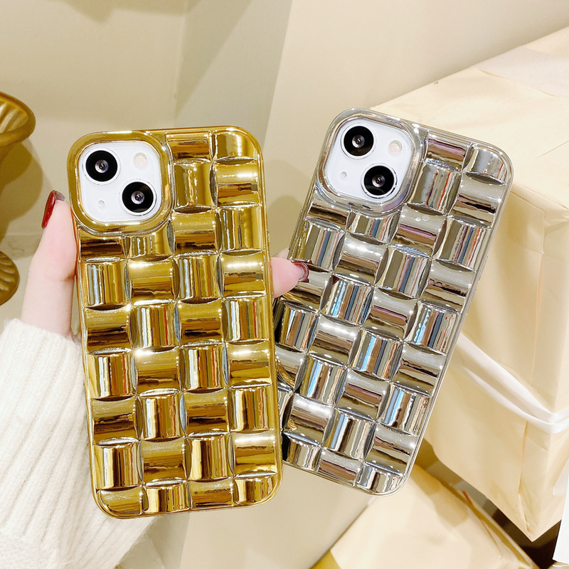 Mobile phone case square woven pattern suitable for iPhone14promax mobile phone case Apple 13/11 electroplating Samsung s22 soft_voghion.com