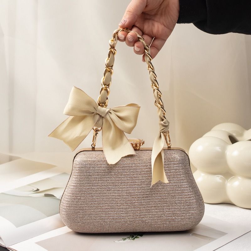 Evelyn Hand Chain Accessories Bow Bag Strap Bag Silk Scarf Woven Strap Women's Transformation Short Shoulder Strap_voghion.com