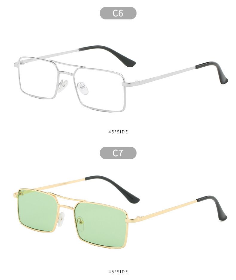 Dupla gerendás, négyzet alakú fém napszemüveg, divatos, minden egyezésű személyiségű napszemüveg férfiaknak és nőknek_voghion.com