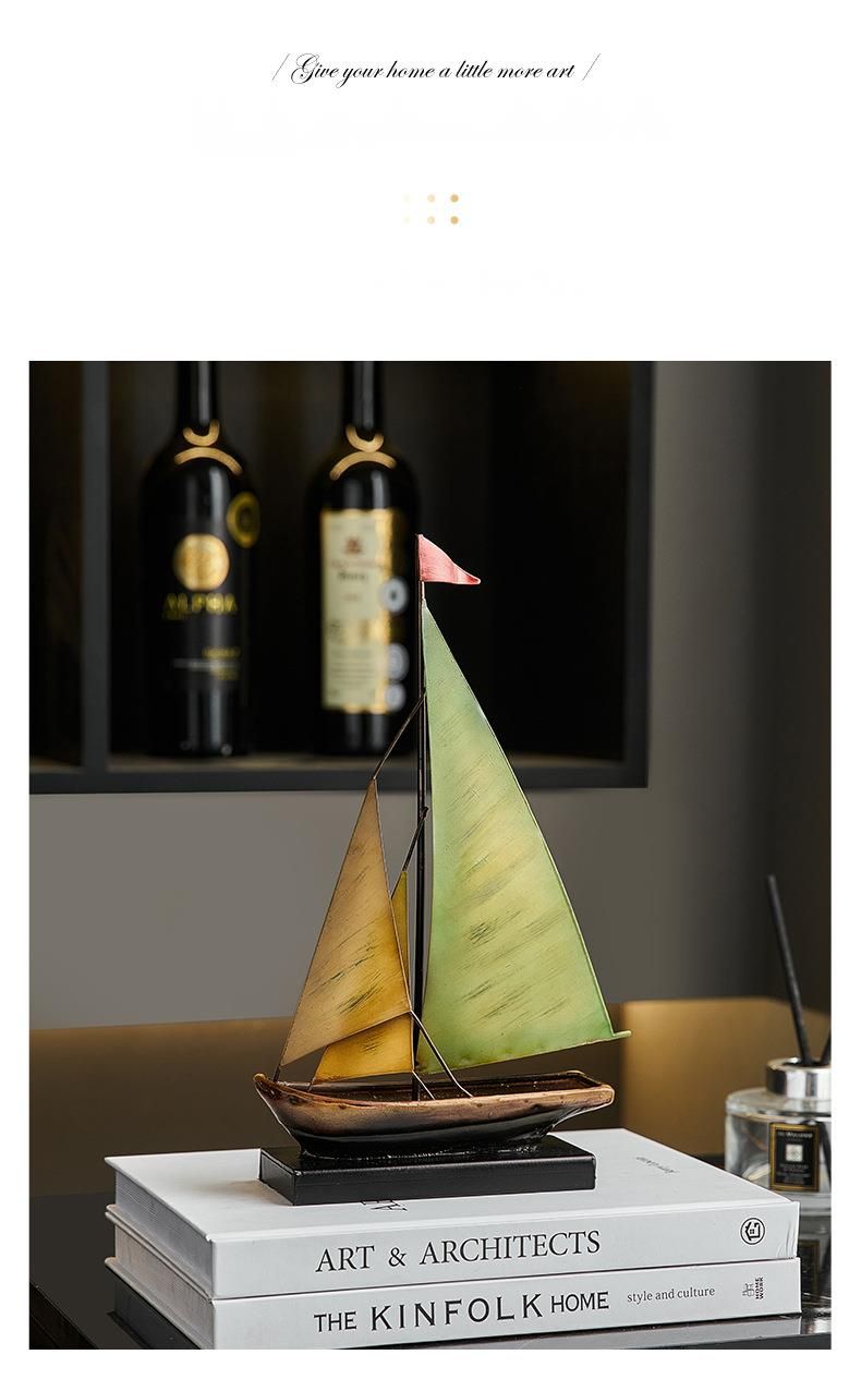 Minimalist Design Resin Smooth Sailing Sailboat Ornament Rack Living Room Decoration Wine Cabinet Decor_voghion.com