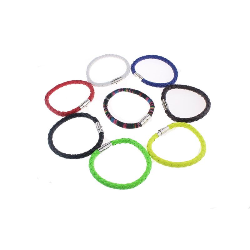 Braccialetto da uomo minimalista con fibbia magnetica intrecciata in pelle e cordino_voghion.com