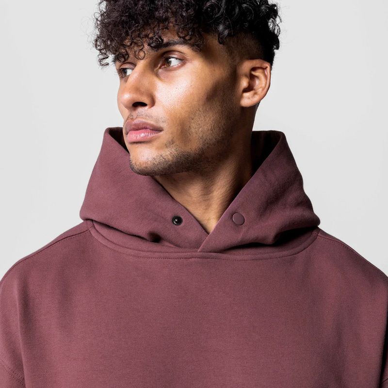 Schwerer Kapuzenpullover für Herren – Übergroße Passform, Design mit überschnittenen Schultern, Baumwollmischgewebe für Fitnessstudio, Laufen und Freizeit_voghion.com